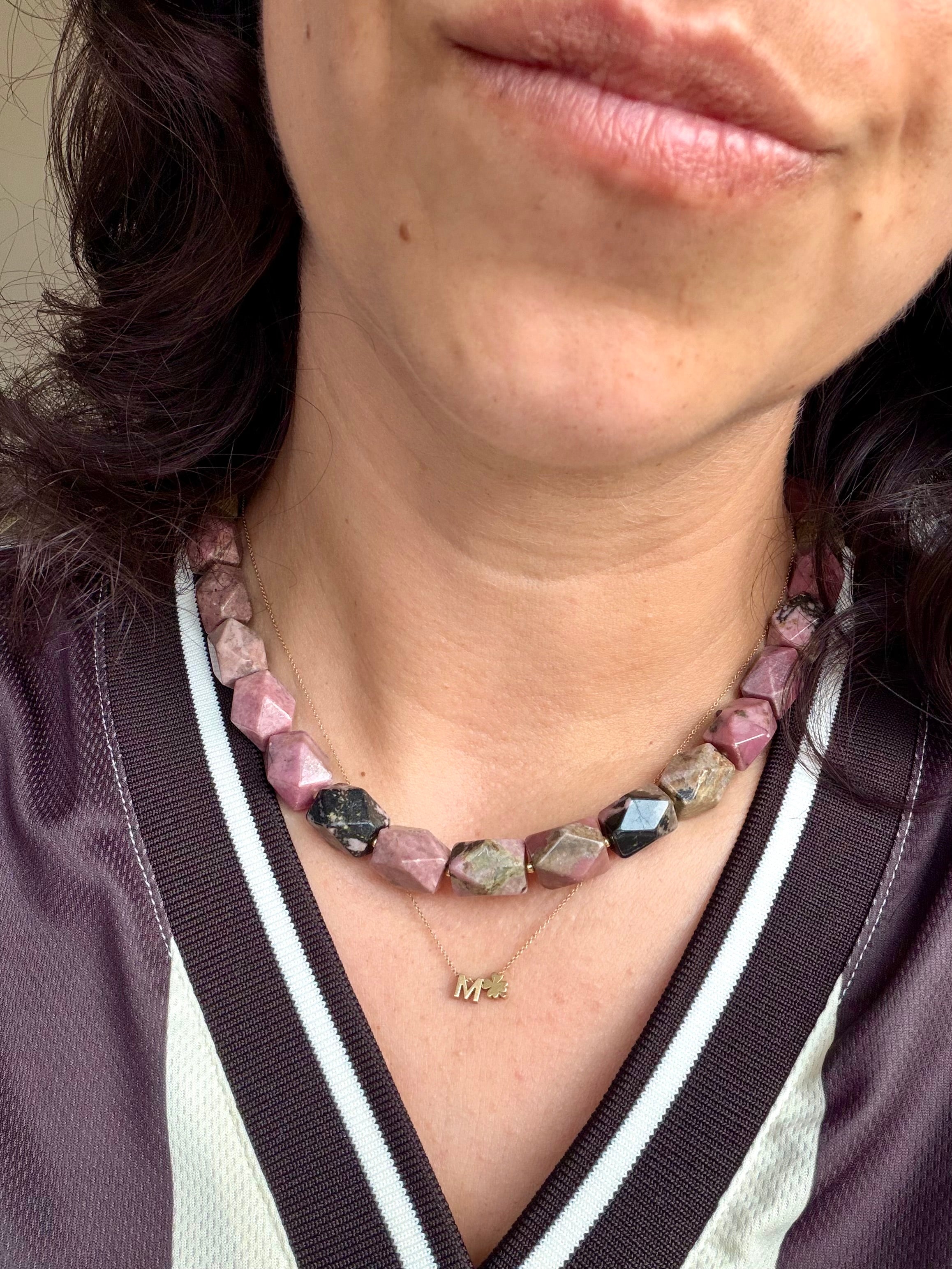 Geo Necklace Rhodonite