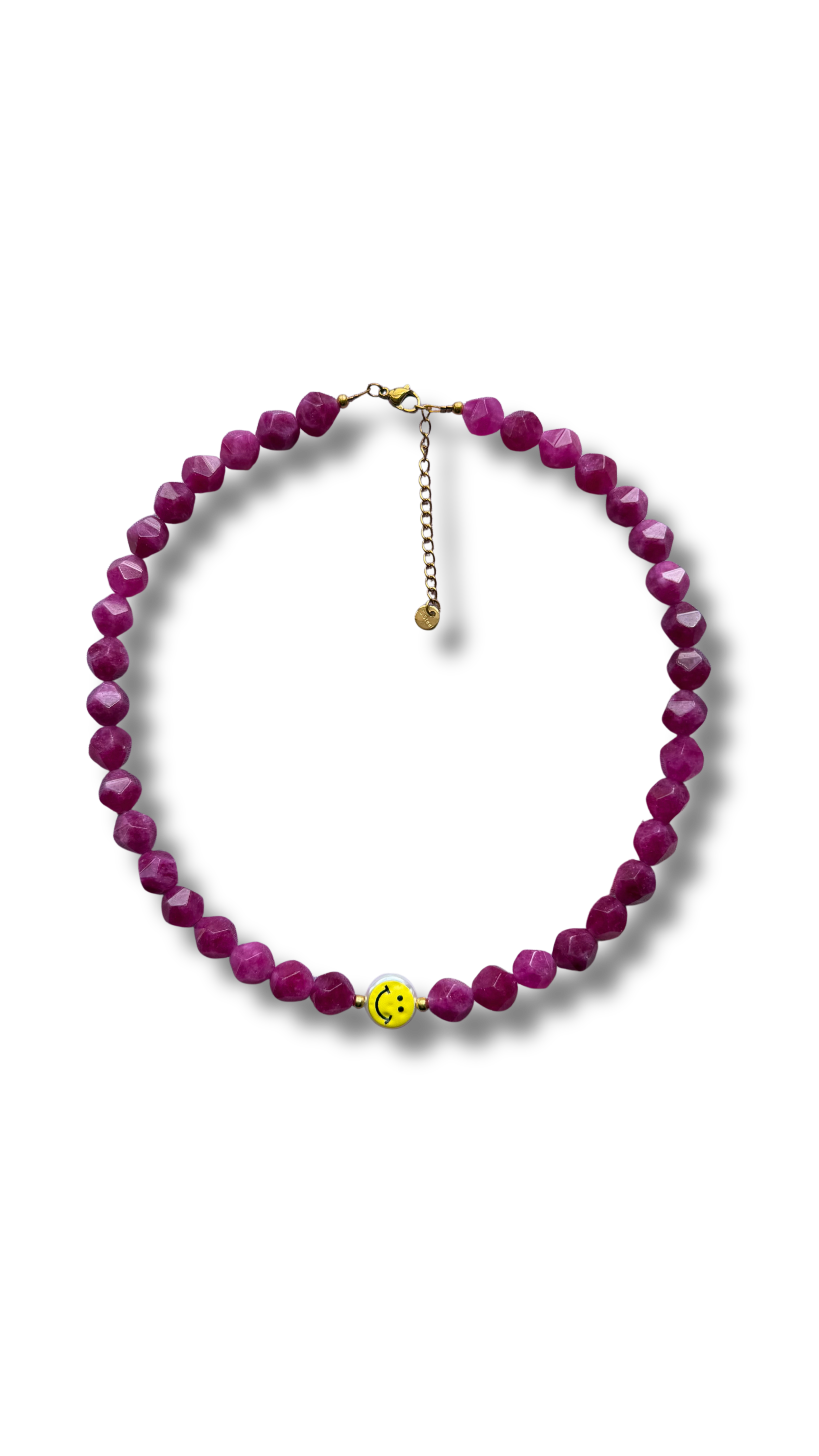 Smiley Necklace - Fuchsia Jade