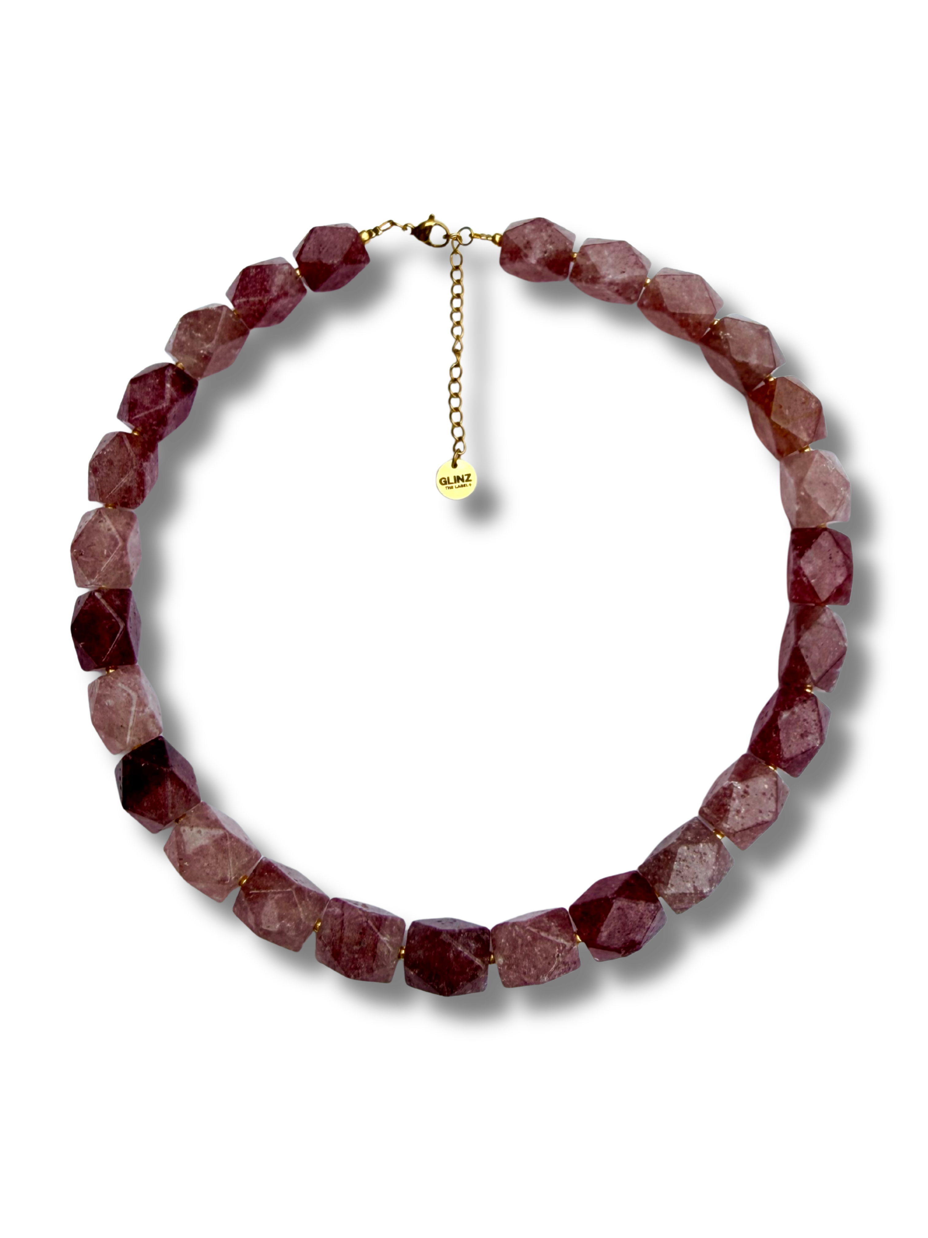 Geo Necklace Strawberry Quartz