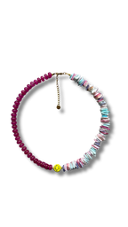 Smiley necklace - Pink & shells