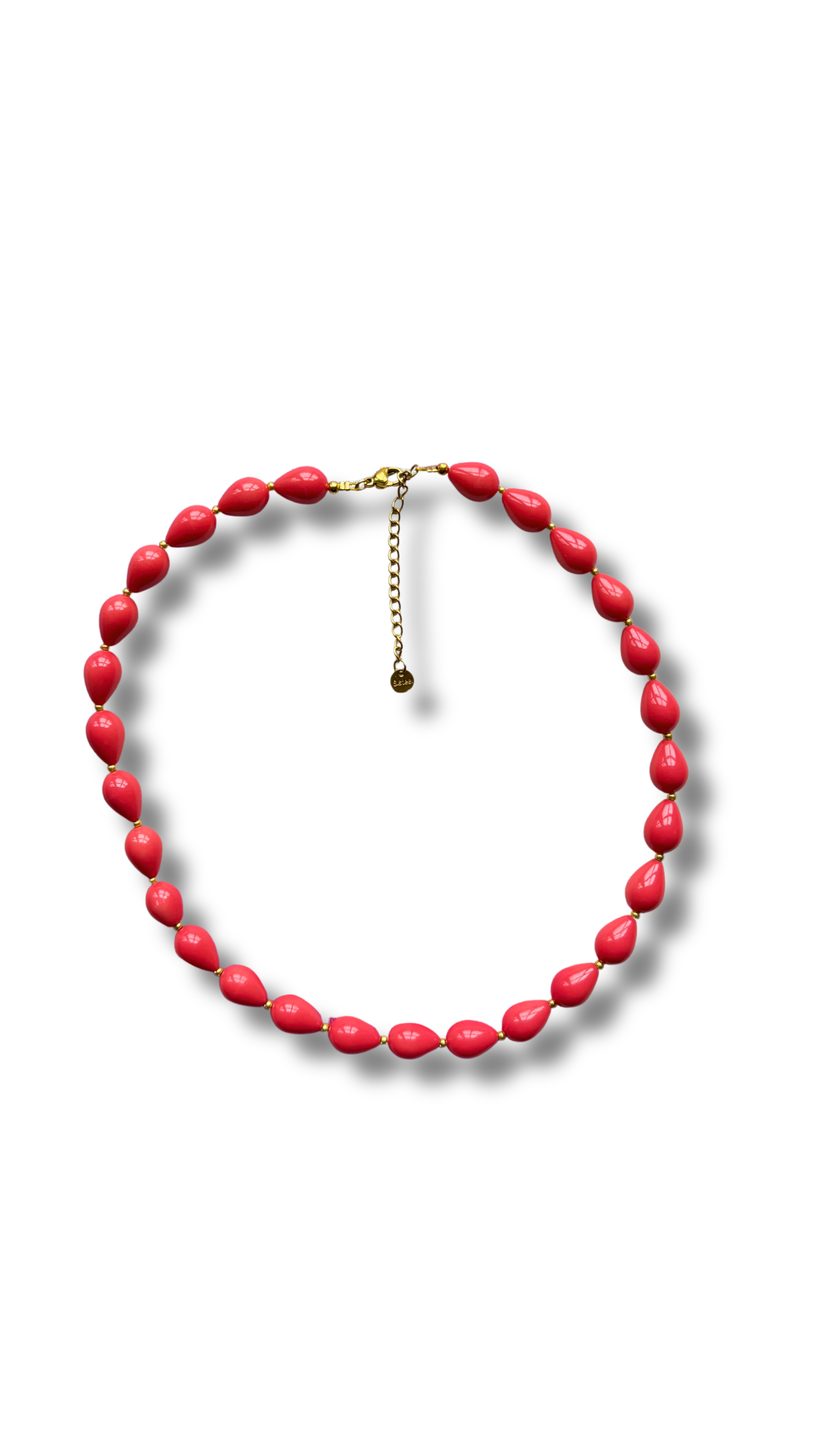 Coral pink drops necklace