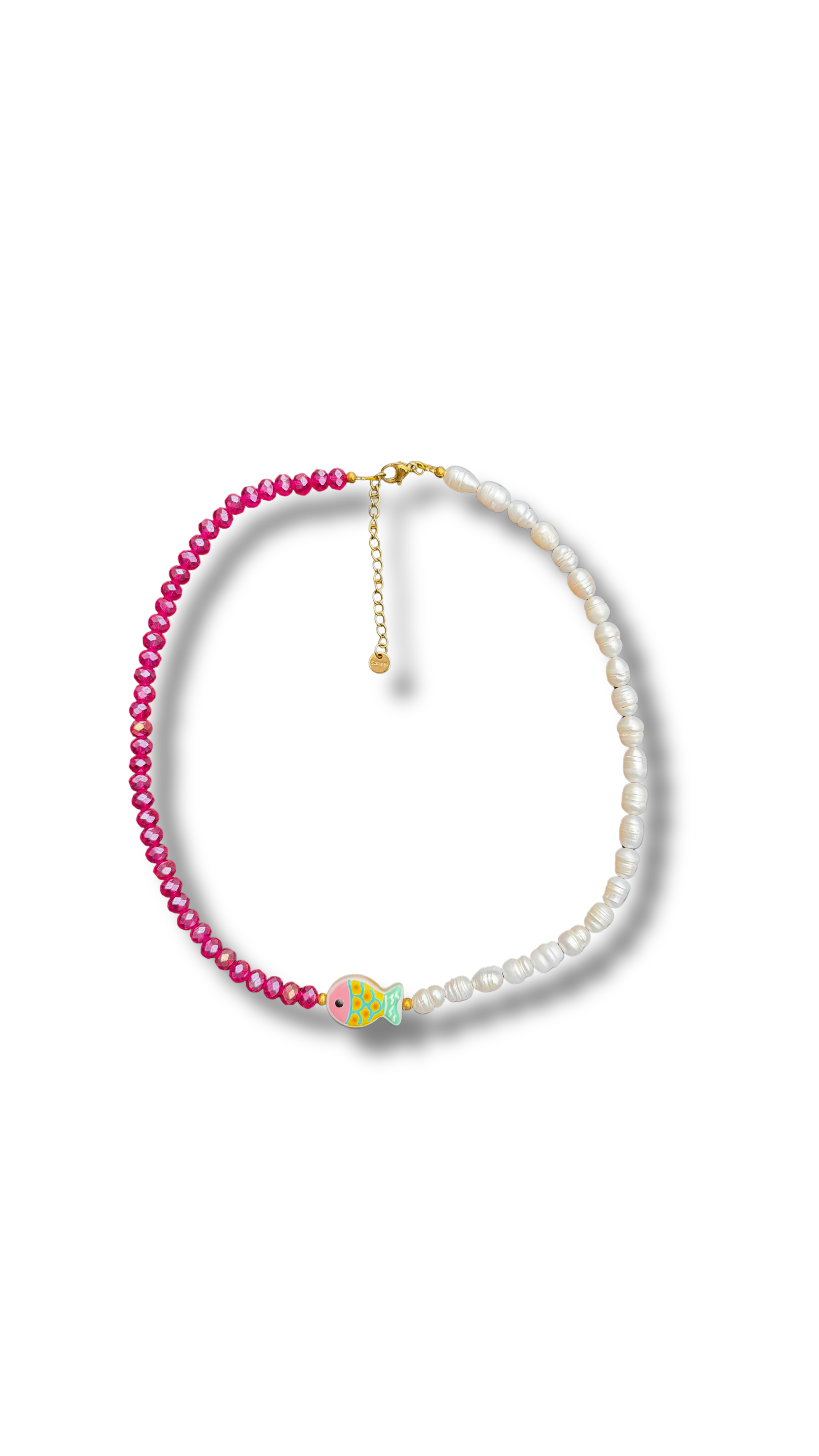 Fish Necklace - Facet & pearls