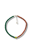Smiley Necklace - Green & orange shells