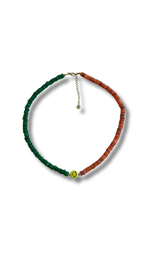 Smiley Necklace - Green & orange shells