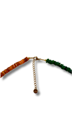 Smiley Necklace - Green & orange shells